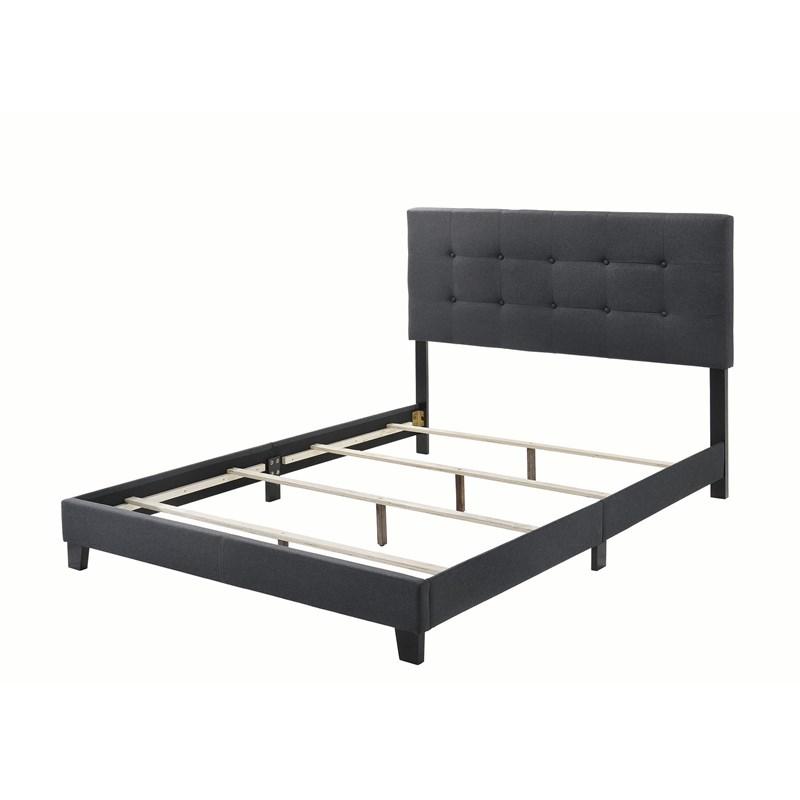 Large Picture of Coaster Furniture Mapes 305746KE Upholstered Eastern King Panel Bed - Charcoal
