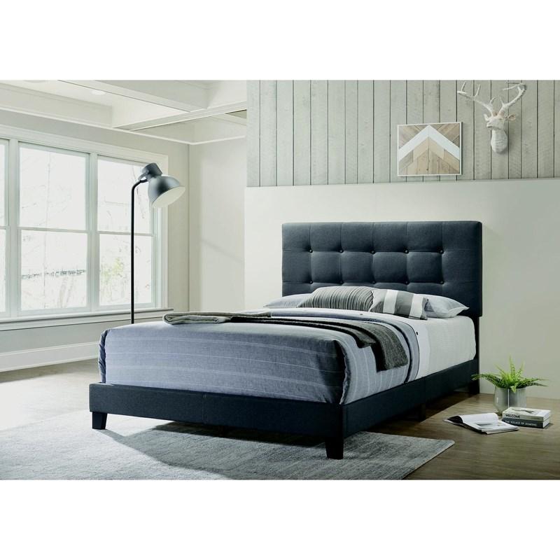 Large Picture of Coaster Furniture Mapes 305746KE Upholstered Eastern King Panel Bed - Charcoal