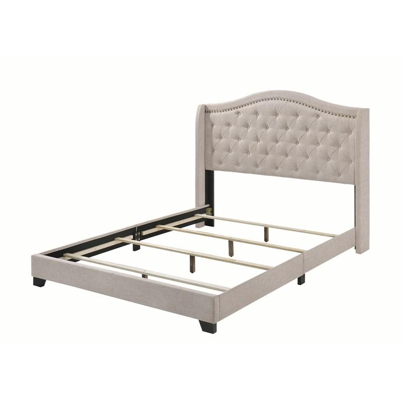 Large Picture of Coaster Furniture Sonoma 310073F Upholstered Full Wingback Bed - Beige