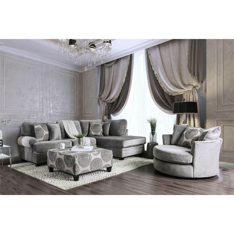 Large Picture of Furniture of America Bonaventura SM5142GY-OT Ottoman