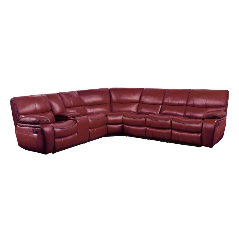 Homelegance Pecos 8480RED*4SC 4 pc Modular Reclining Sectional with Left Console