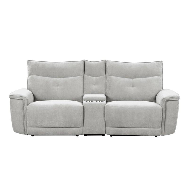 Homelegance Tesoro 9509MGY-2CNPWH* Power Double Reclining Love Seat with Center Console and Power Headrests