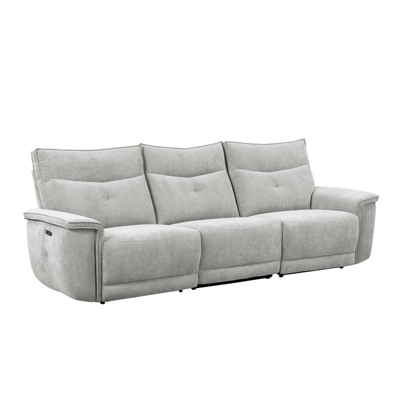 Large Picture of Homelegance Tesoro 9509MGY-3PWH* Power Double Reclining Sofa with Power Headrests and USB Ports