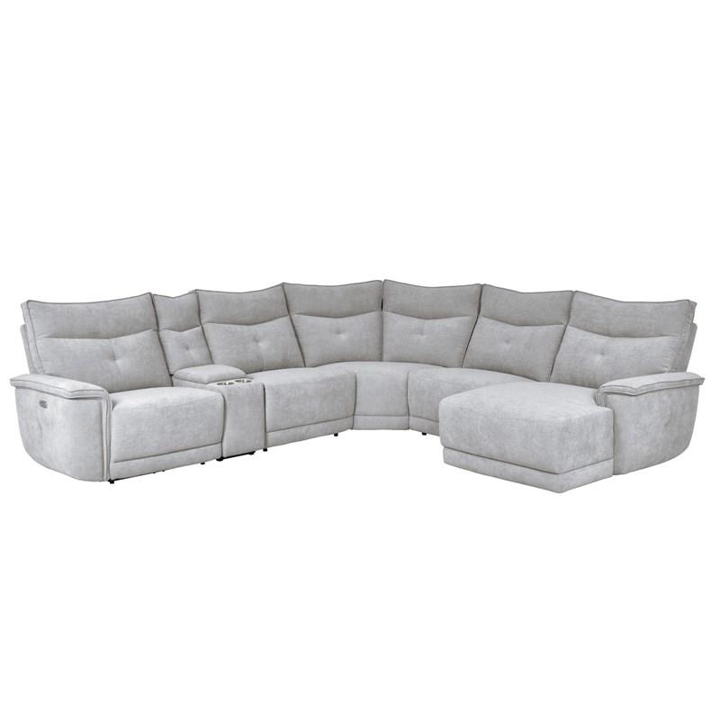 Homelegance Tesoro 9509MGY*6LRPWH5R 6 pc Modular Power Reclining Sectional with Power Headrests and USB Port