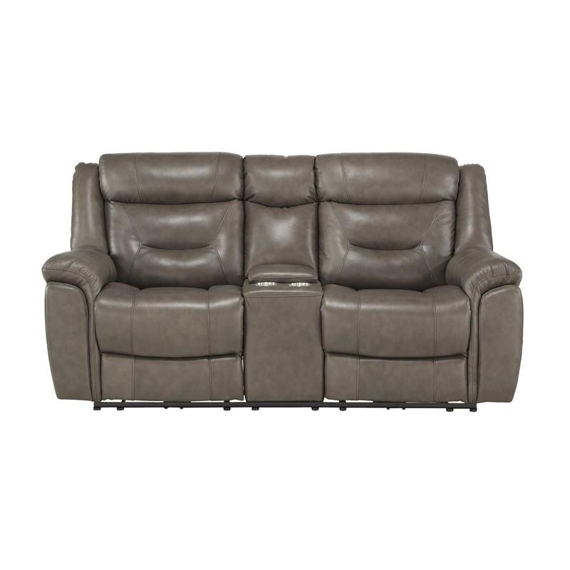 Homelegance Kennett 9528BRG-2PWH Power Double Reclining Love Seat with Center Console and Power Headrests