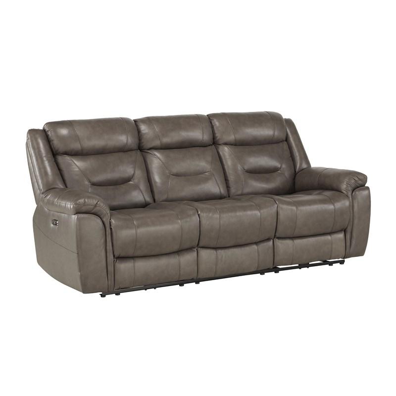 Large Picture of Homelegance Kennett 9528BRG-3PWH Power Double Reclining Sofa with Power Headrests and USB Ports