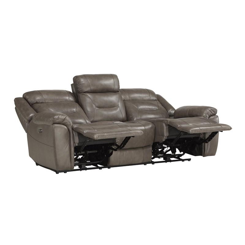 Large Picture of Homelegance Kennett 9528BRG-3PWH Power Double Reclining Sofa with Power Headrests and USB Ports