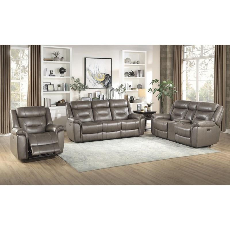 Large Picture of Homelegance Kennett 9528BRG-3PWH Power Double Reclining Sofa with Power Headrests and USB Ports