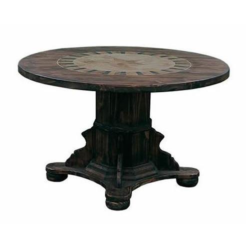 Table de salle à manger ronde avec dessus en marbre et pied central (ASI037TS MEDIO) image 1
