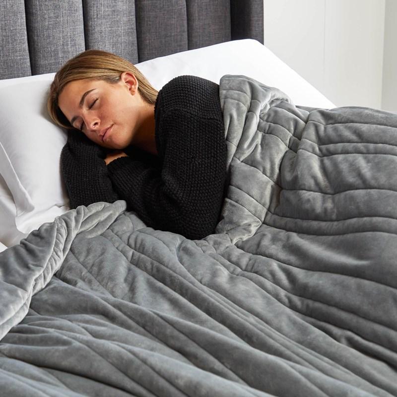 Large Picture of Malouf Anchor 20 Weighted Blanket- Ash (Queen)