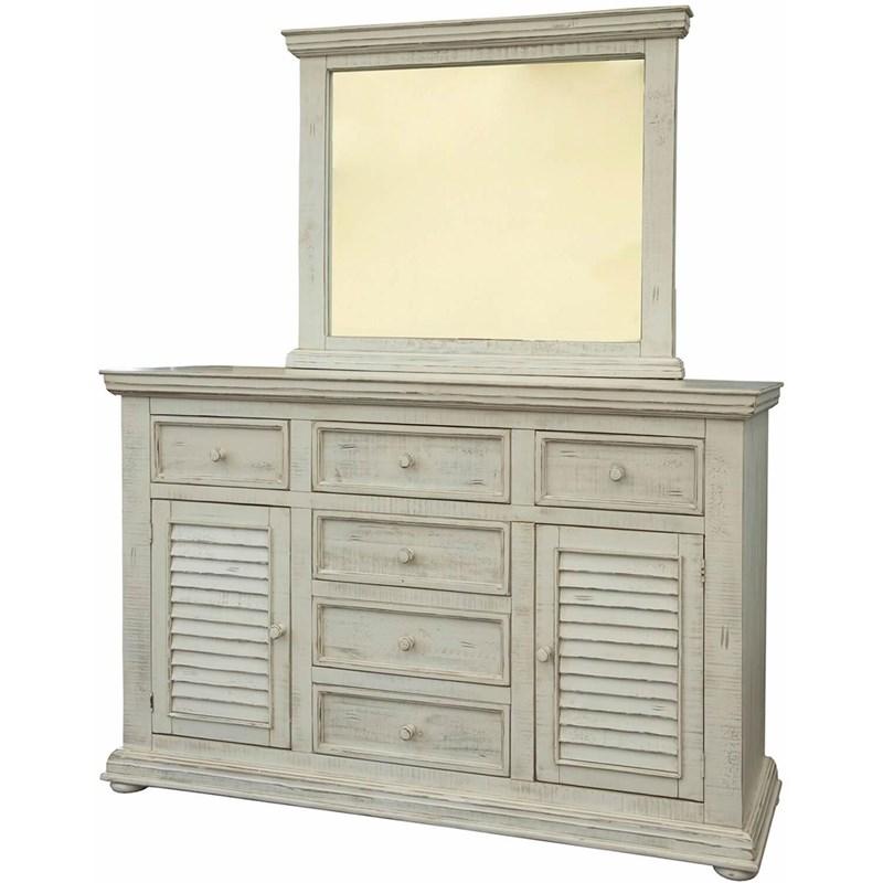 Large Picture of International Furniture Direct Cabo Ivory IFD2401MIR Dresser Mirror
