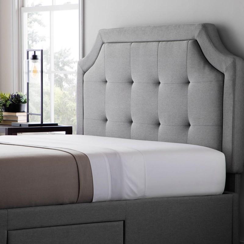 Large Picture of Malouf Carlisle Upholstered Headboard - Stone (Twin)