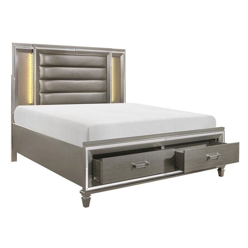 Large Picture of Homelegance Tamsin 1616K-1CK* California King Platform Bed with Footboard Storage, LED Lighting
