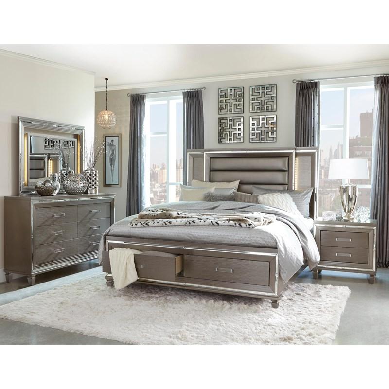 Large Picture of Homelegance Tamsin 1616K-1CK* California King Platform Bed with Footboard Storage, LED Lighting