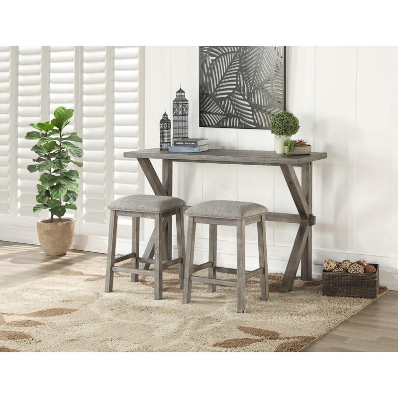 Large Picture of Homelegance Palmer 5724-32 3-Piece Pack Counter Height Set - Wire Brush Grey