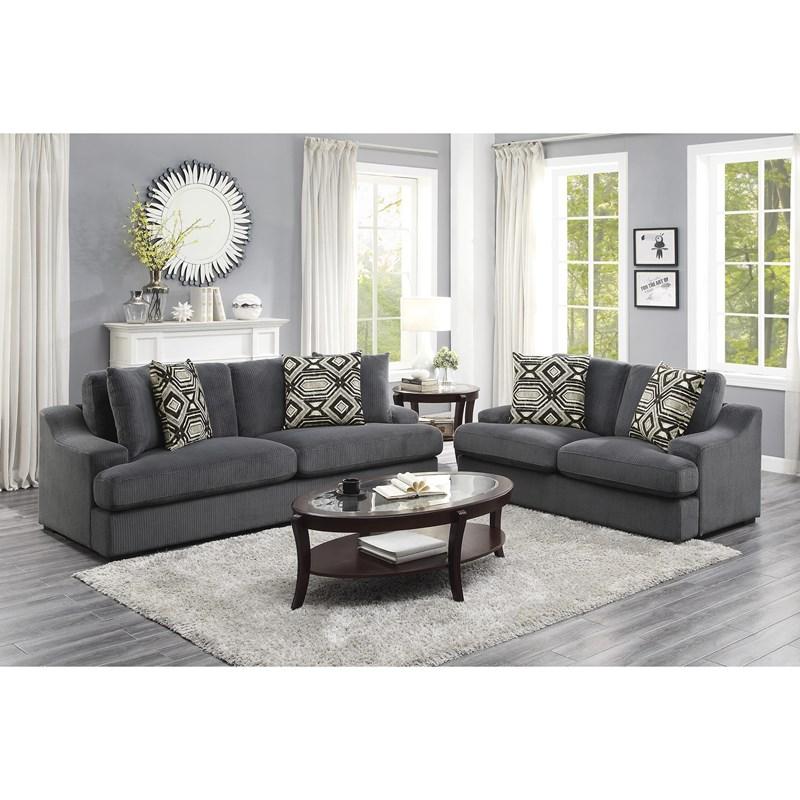 Large Picture of Homelegance Orofino 9404DG-3 Sofa - Dark Grey