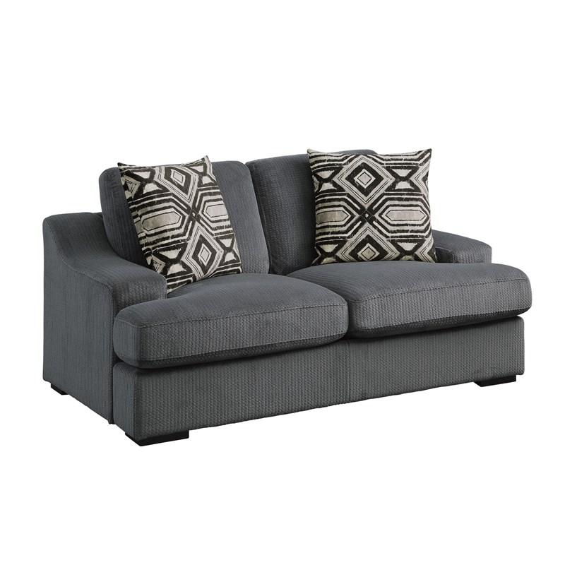Large Picture of Homelegance Orofino 9404DG-2 Love Seat - Dark Grey