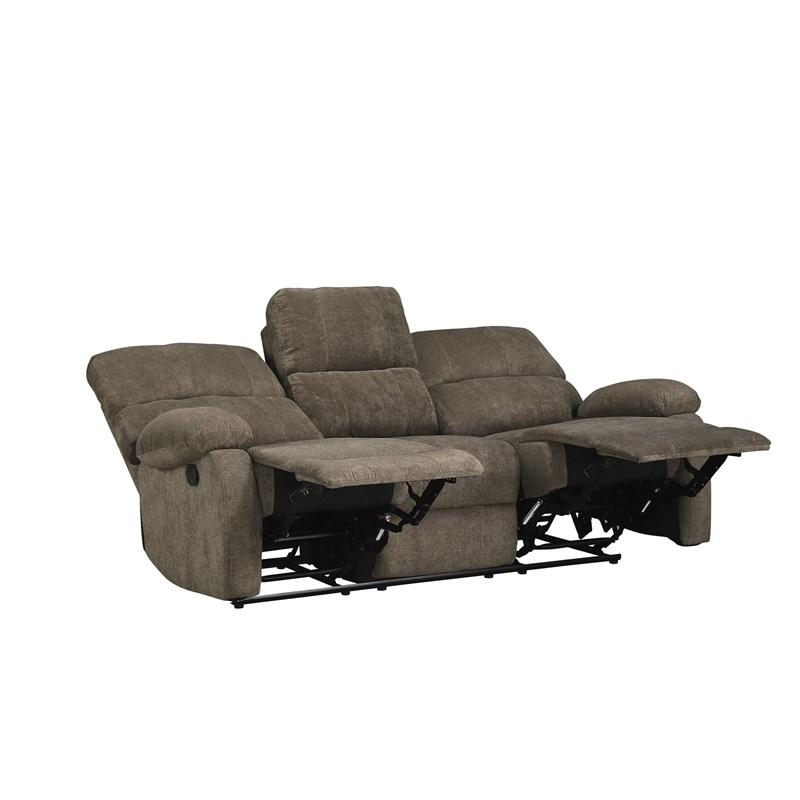 Large Picture of Homelegance Oswald 9520BR-3 Double Reclining Sofa - Brown