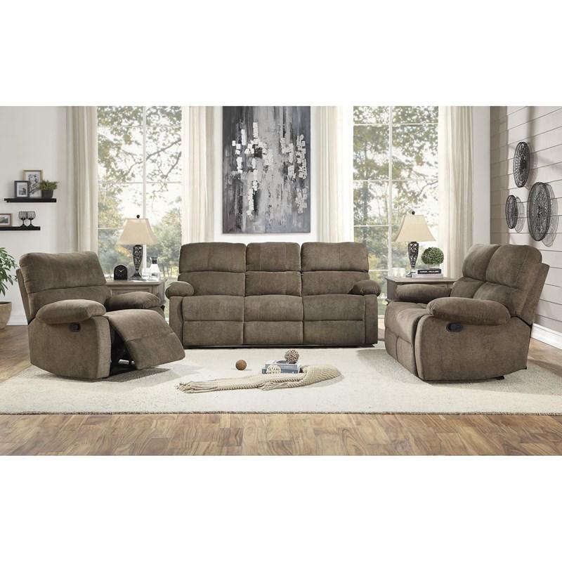 Large Picture of Homelegance Oswald 9520BR-3 Double Reclining Sofa - Brown