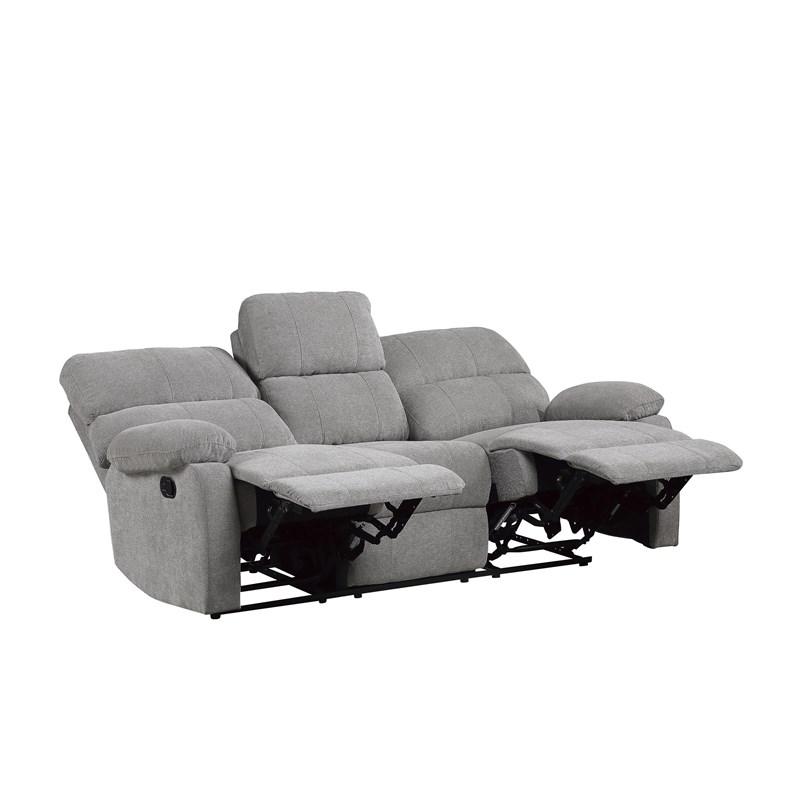Large Picture of Homelegance Oswald 9520GY-3 Double Reclining Sofa - Light Grey