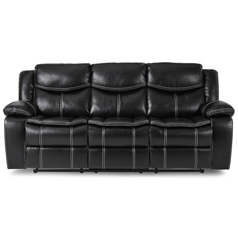 Homelegance Bastrop 8230BLK-3 Double Reclining Sofa