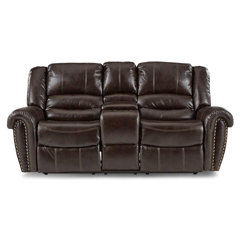 Homelegance Center Hills 9668BRW-2 Glider Reclining Loveseat w/ Console - Dark Brown