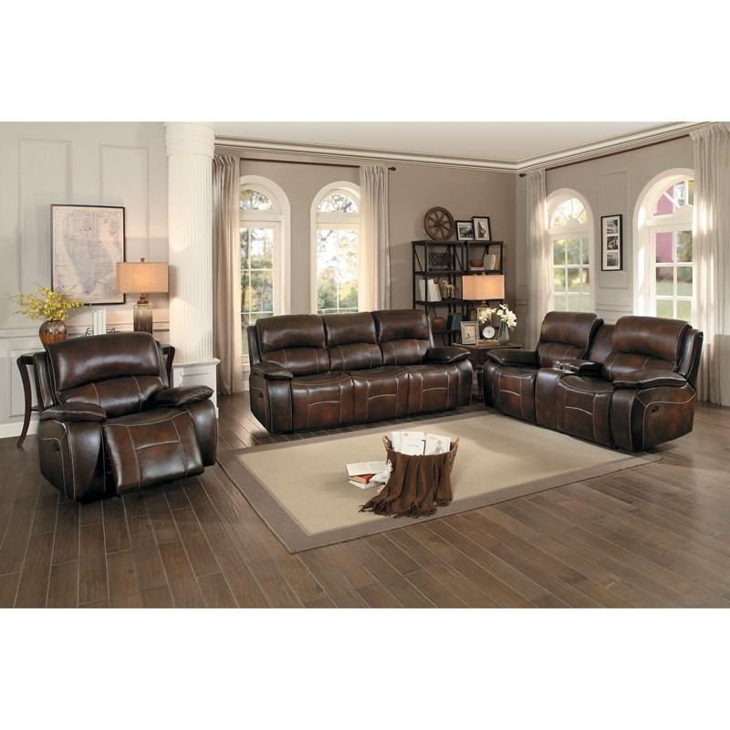 Large Picture of Homelegance Mahala 8200BRW-2 Double Reclining Loveseat w/ Console - Dark Brown