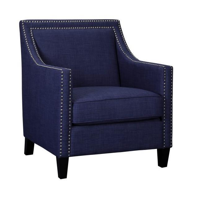 Elements International Erica UER080100CA Chair with Chrome Nails - Heirloom Blue