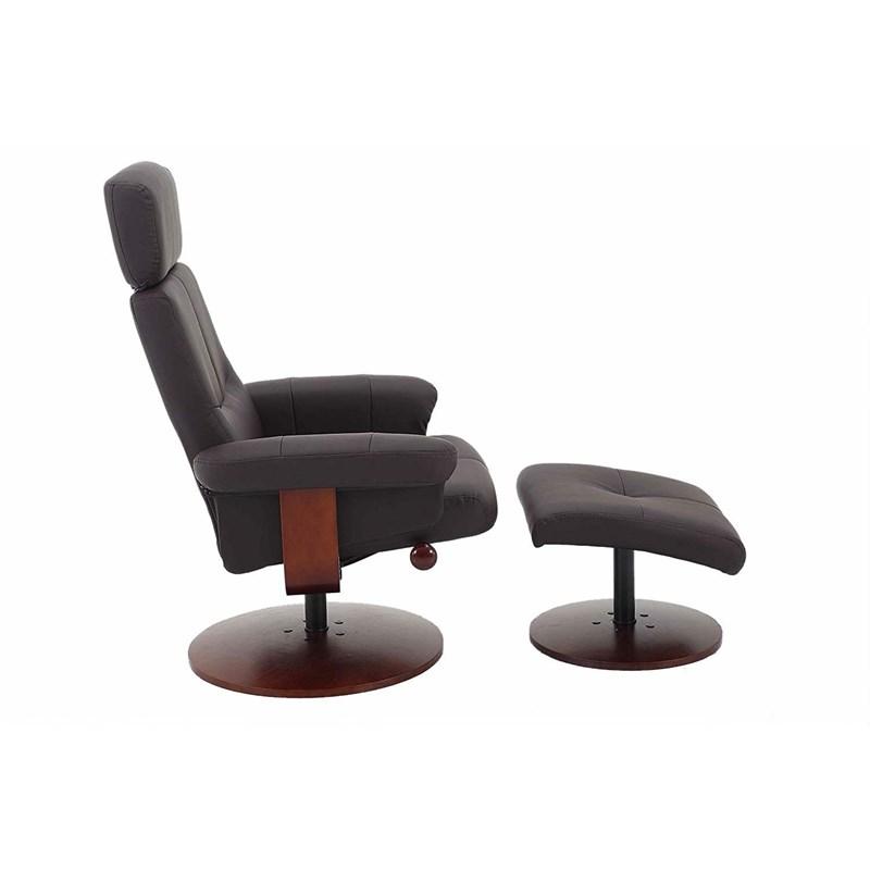 Large Picture of Mac Motion Chairs Roma 02-11 Recliner With Ottoman - Brown
