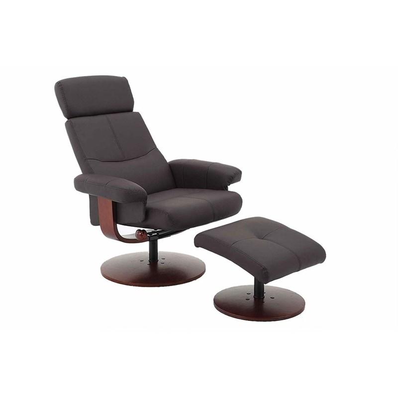 Large Picture of Mac Motion Chairs Roma 02-11 Recliner With Ottoman - Brown
