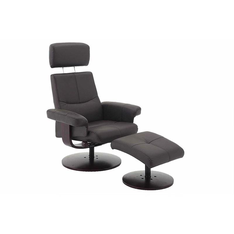 Large Picture of Mac Motion Chairs Roma 02-11 Recliner With Ottoman - Brown