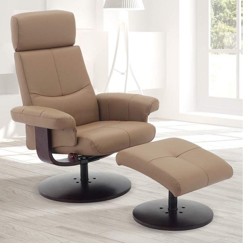 Large Picture of Mac Motion Chairs Roma 02-11 Recliner With Ottoman - Camel