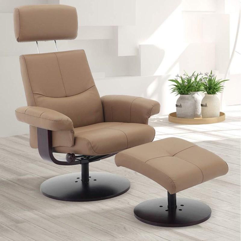 Large Picture of Mac Motion Chairs Roma 02-11 Recliner With Ottoman - Camel