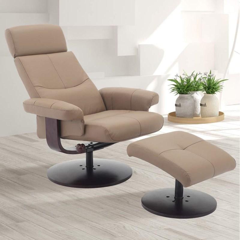 Large Picture of Mac Motion Chairs Roma 02-11 Recliner With Ottoman - Camel