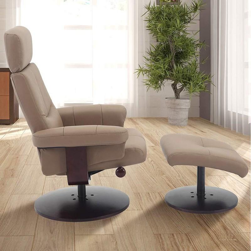 Large Picture of Mac Motion Chairs Roma 02-11 Recliner With Ottoman - Camel