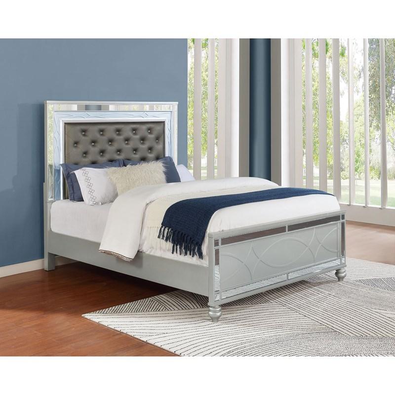 Large Picture of Coaster Furniture Gunnison 223211Q Wood Queen LED Panel Bed - Silver Metallic