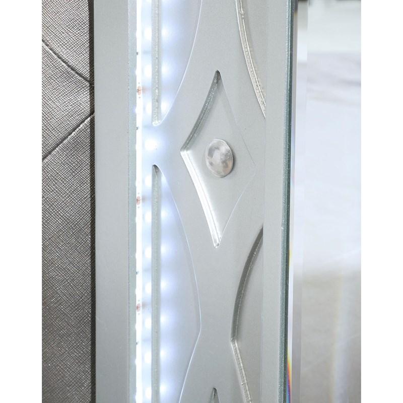 Large Picture of Coaster Furniture Gunnison 223211Q Wood Queen LED Panel Bed - Silver Metallic