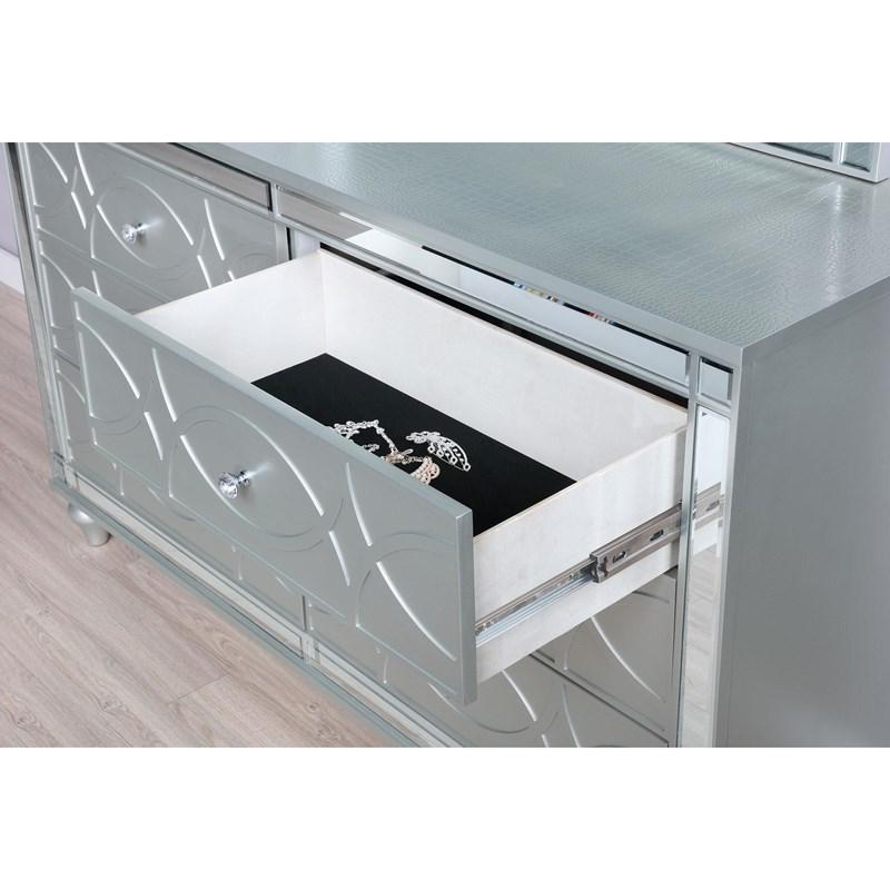 Large Picture of Coaster Furniture Gunnison 223213 6-Drawer Dresser - Silver Metallic