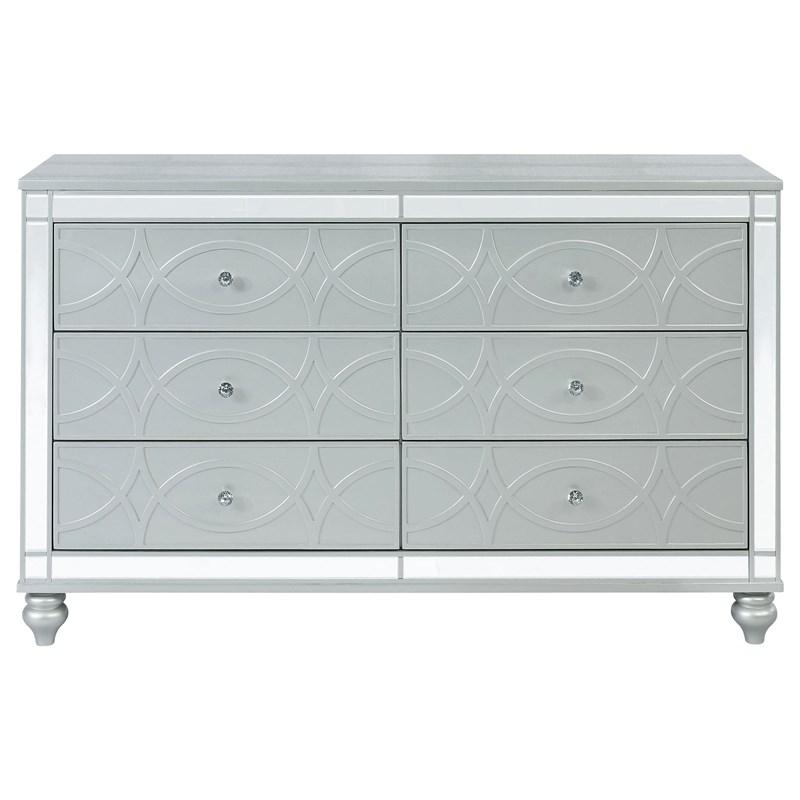 Large Picture of Coaster Furniture Gunnison 223213 6-Drawer Dresser - Silver Metallic