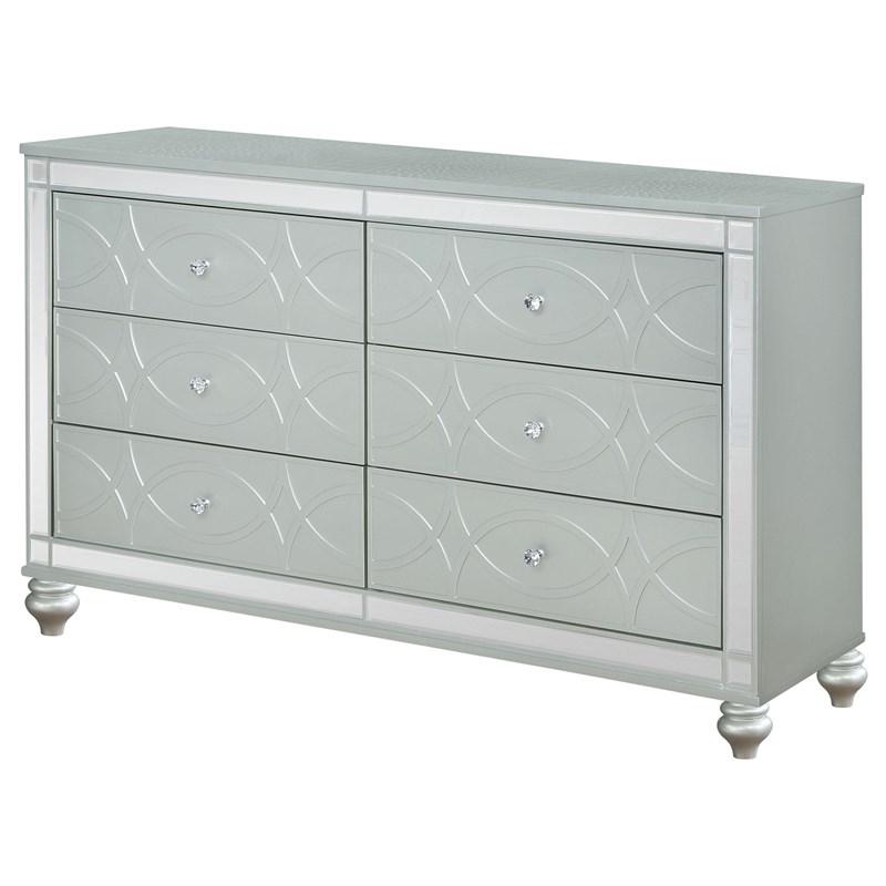 Large Picture of Coaster Furniture Gunnison 223213 6-Drawer Dresser - Silver Metallic