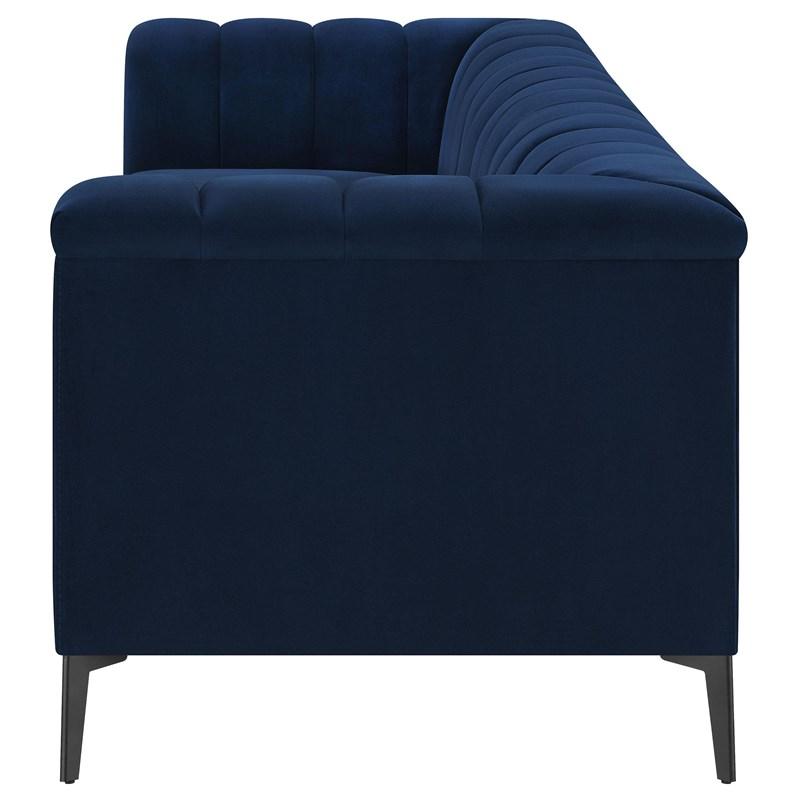 Large Picture of Coaster Furniture Chalet 509211 Upholstered Tuxedo Arm Tufted Sofa - Blue