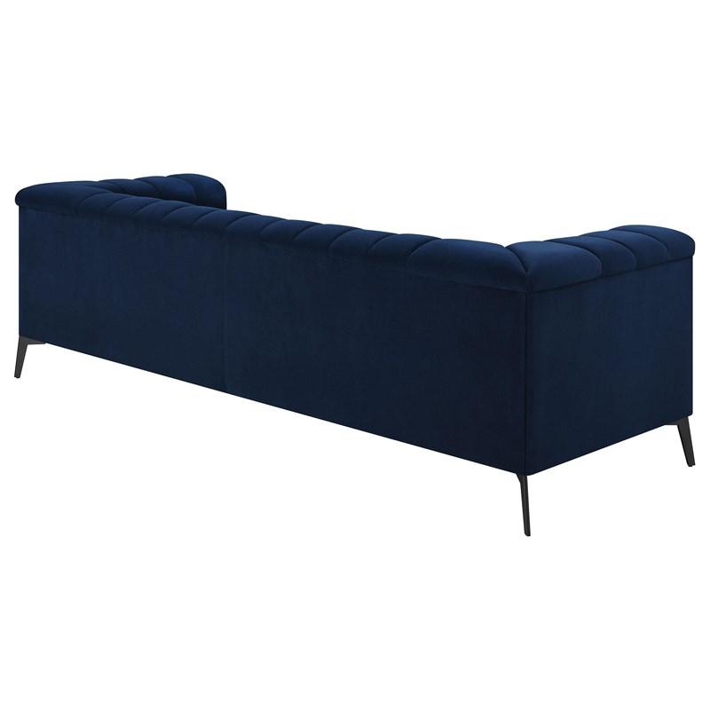 Large Picture of Coaster Furniture Chalet 509211 Upholstered Tuxedo Arm Tufted Sofa - Blue