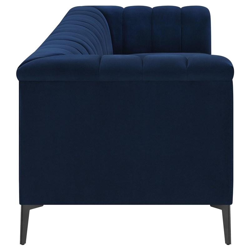 Large Picture of Coaster Furniture Chalet 509211 Upholstered Tuxedo Arm Tufted Sofa - Blue