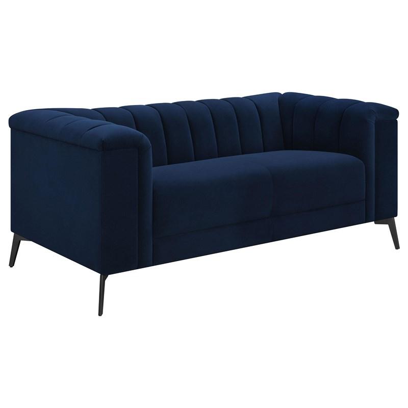 Coaster Furniture Chalet 509212 Upholstered Tuxedo Arm Tufted Loveseat - Blue