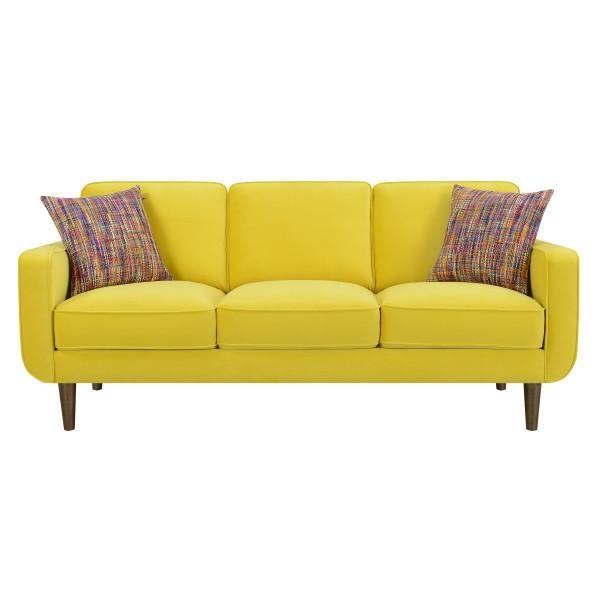 Emerald Home Furnishings Jax U3906-00-01A Sofa With Two Pillows - Yellow