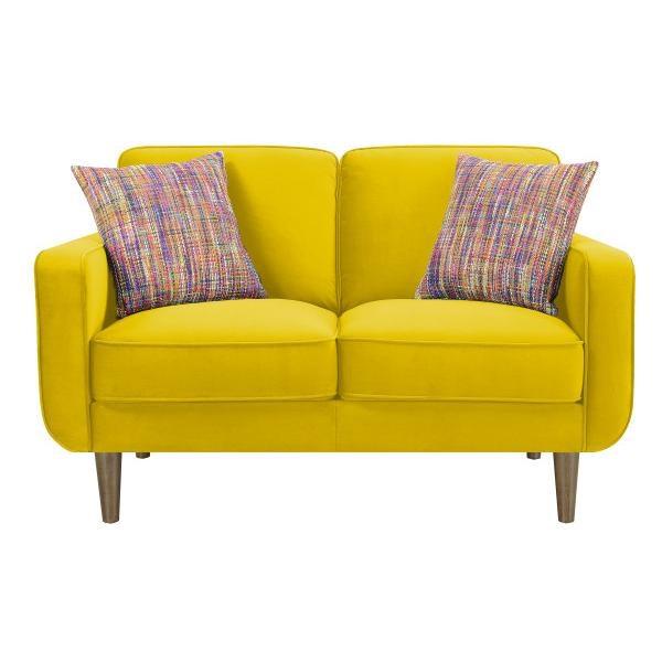 Emerald Home Furnishings Jax U3906-01-01A Loveseat With Two Pillows - Yellow