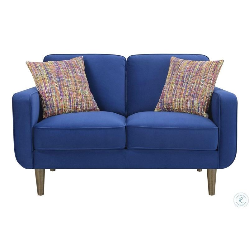 Emerald Home Furnishings Jax U3906-01-04A Loveseat With Two Pillows - Bleu
