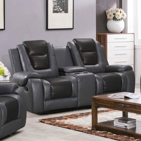 Causeuse inclinable Austin en cuir reconstitué avec console (663021) image 1