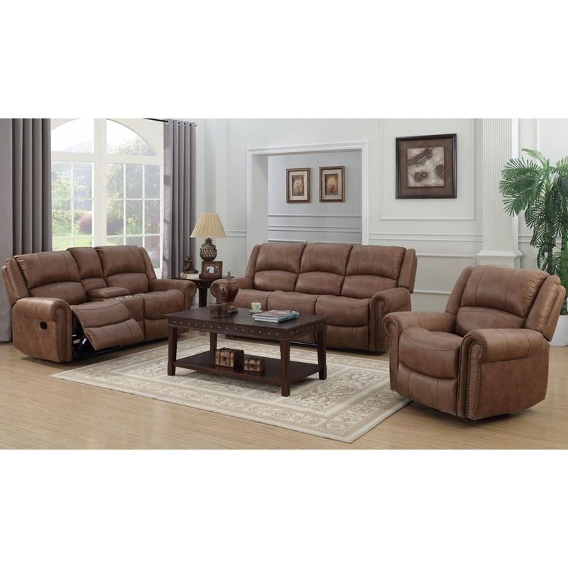 Large Picture of Emerald Home Furnishings Spencer U7122-00-25 Motion Sofa - Light Brown