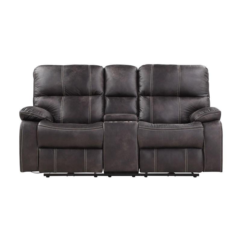 Emerald Home Furnishings Jessie James U7130-21-03 Power Reclining Loveseat with Console - Graphite